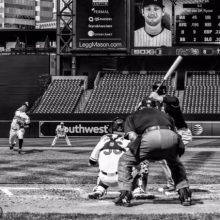 Black And White Player At Plate No Fans